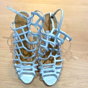 Schultz white lattice high heel. Perfect for wedding season.